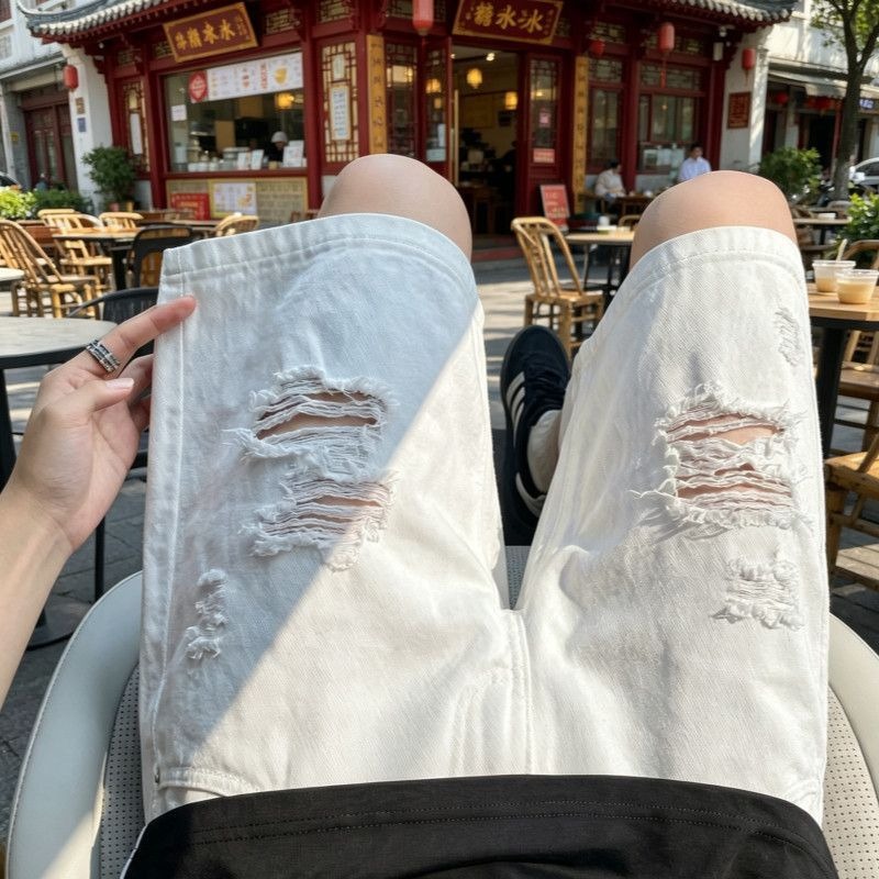 Mens Elastic Drawstring Waist  - đánh giá và giá Shorts Denim Frayed