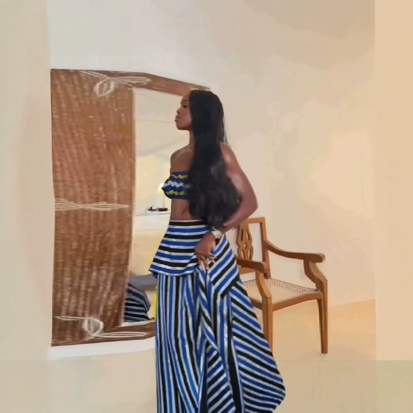 Wind-striped Strapless Dress S - đánh giá và giá Crop Top Crochet