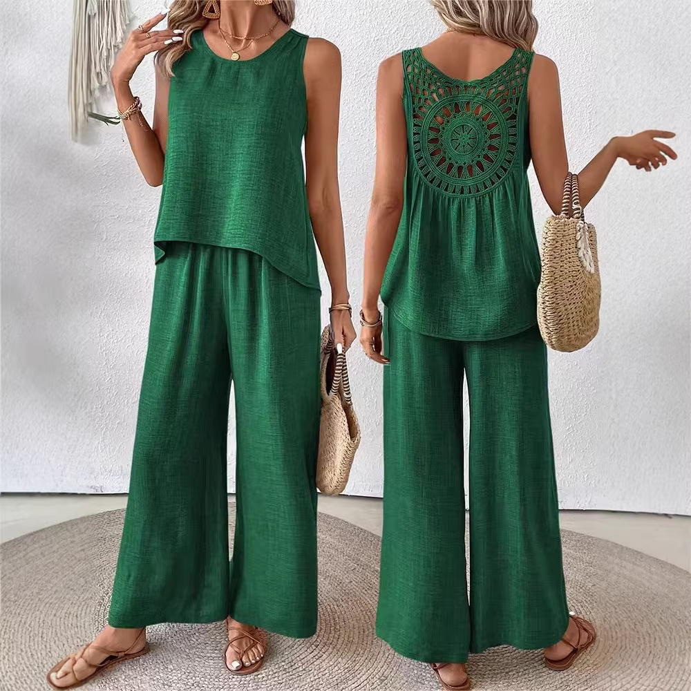 Two Pieces Women Solid Pant Se - đánh giá và giá Linen Pant Wide
