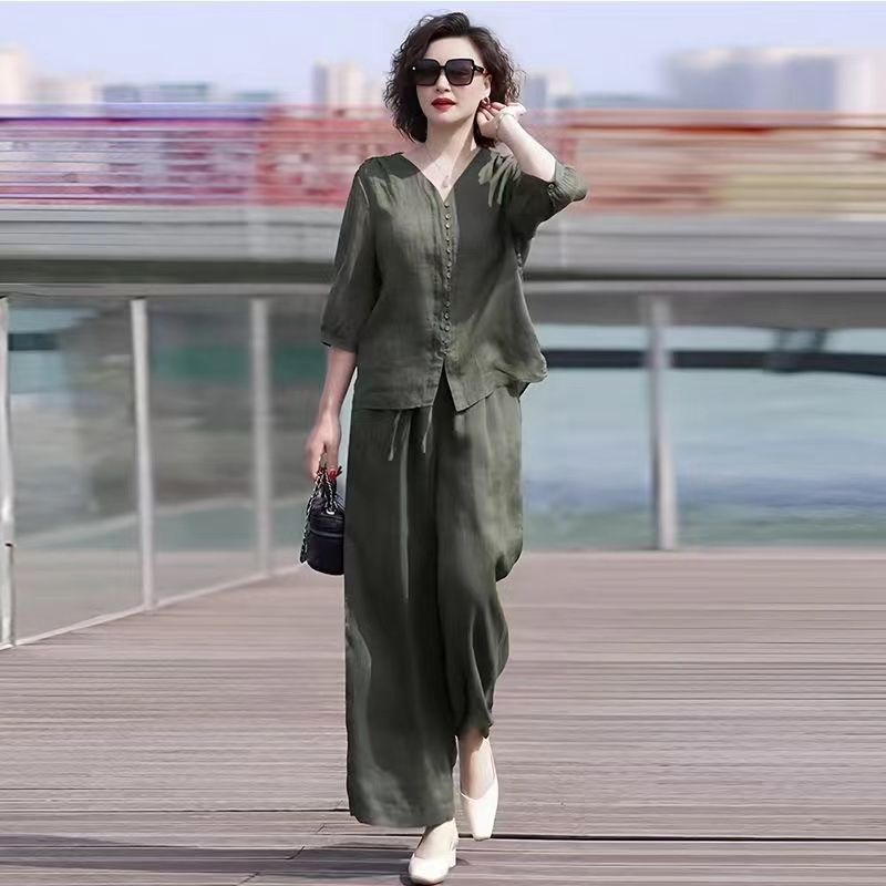 Cotton and Linen Women's Set 2 - đánh giá và giá Linen Pant Wide